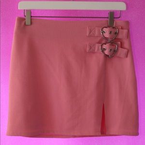 Sugar Thrillz Heart Buckle Pink Mini Skirt Y2K